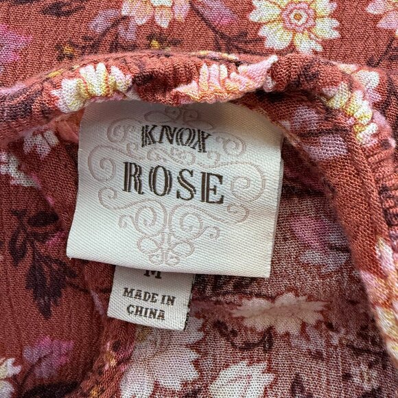 Knox Rose Boho Dress Round Neck Medium Floral Rayon Knee Length half Sleeves - Picture 4 of 14